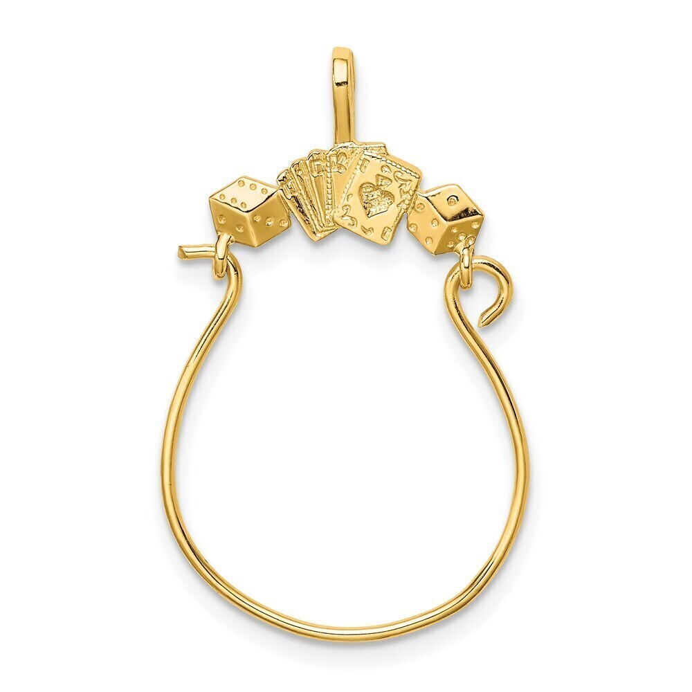 Million Charms 14k Yellow Gold Cards and Dice Charm Holder Pendant